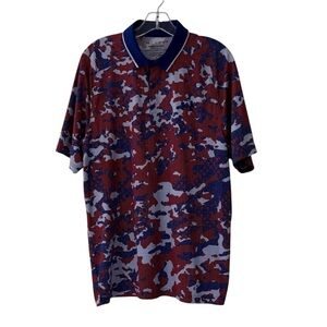 Under Armour The ISO-CHILL Red & Blue Print Polo Shirt Size Large